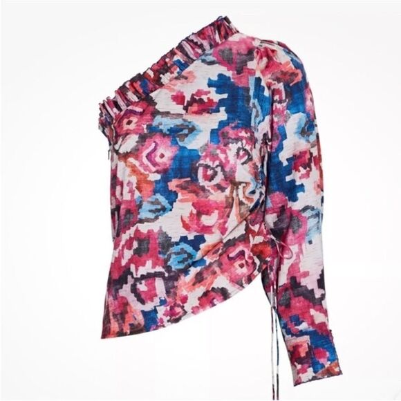 NWT Chufy brand "Alin" one shoulder floral ruffle top - Picture 1 of 8